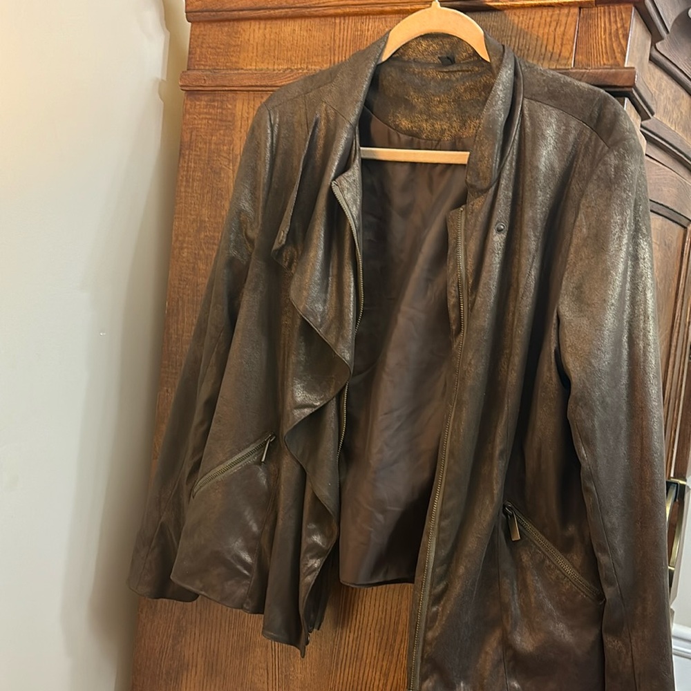 Chocolate brown Moto  janet -Sz L Woken’s- suede feel to touch-$25